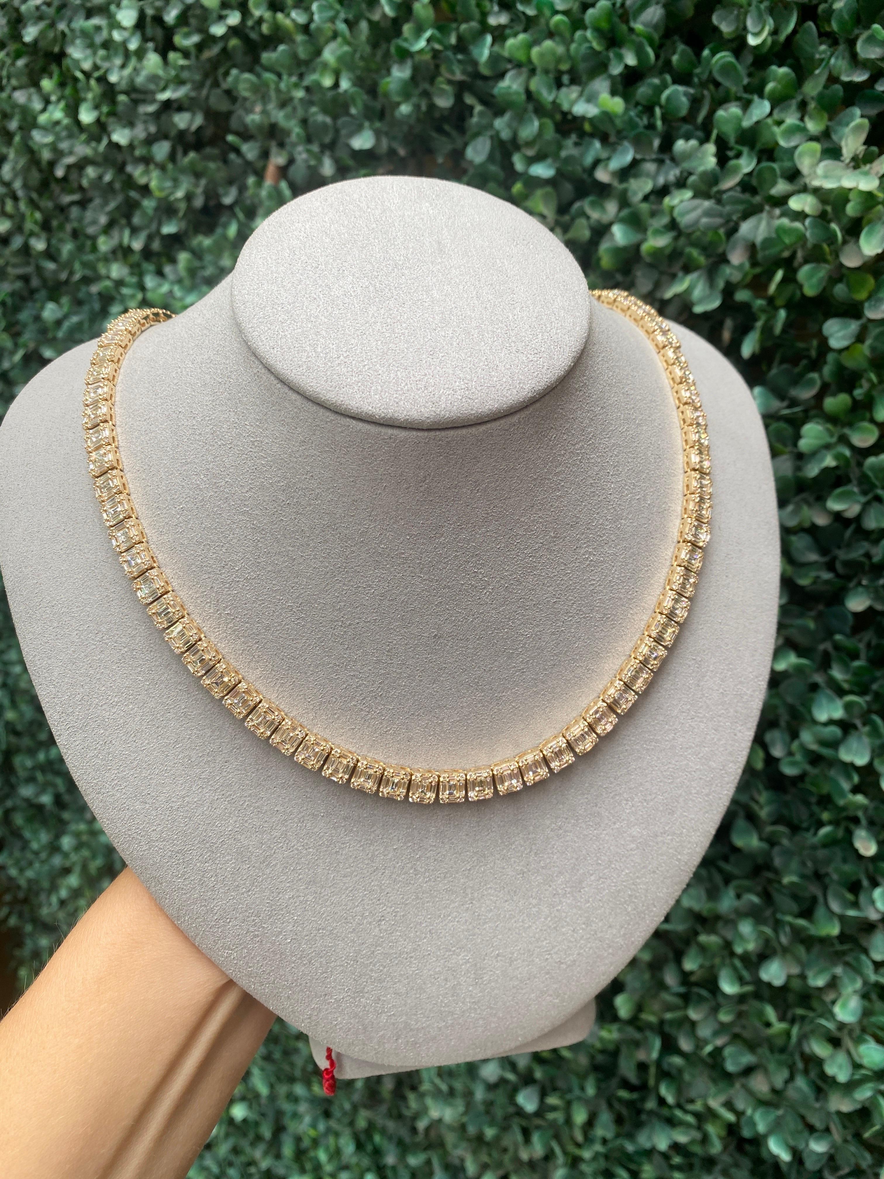 Zwanzig drei Karat Gesamtgewicht Runder & Baguette-Diamant-Tennis-Halskette 8