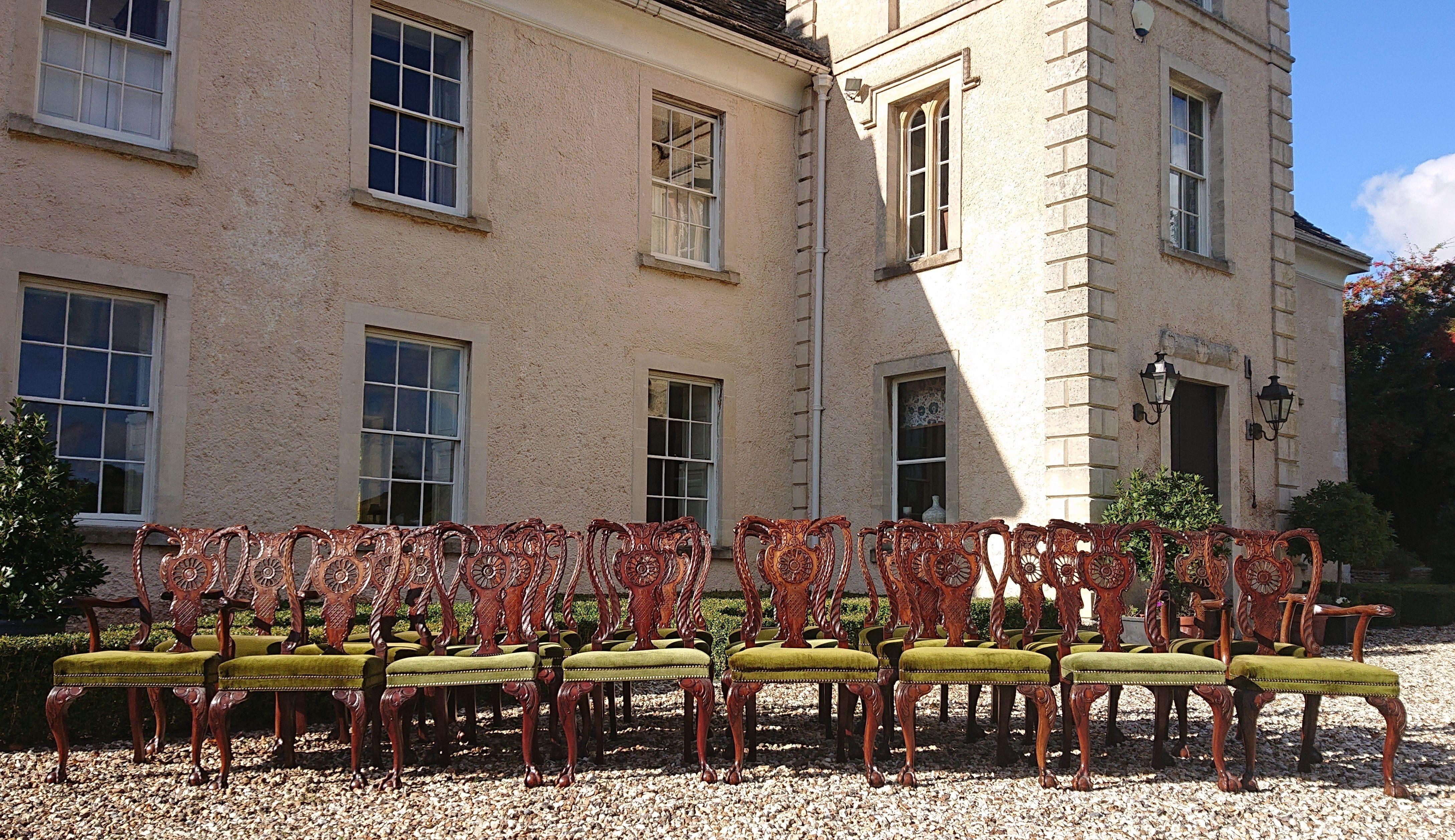 Twenty Two Antique Dining Chairs In Fair Condition For Sale In Gloucestershire, GB