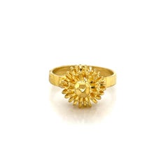 Twenty Two Karat 22K Yellow Gold Artisan Sunburst Ring