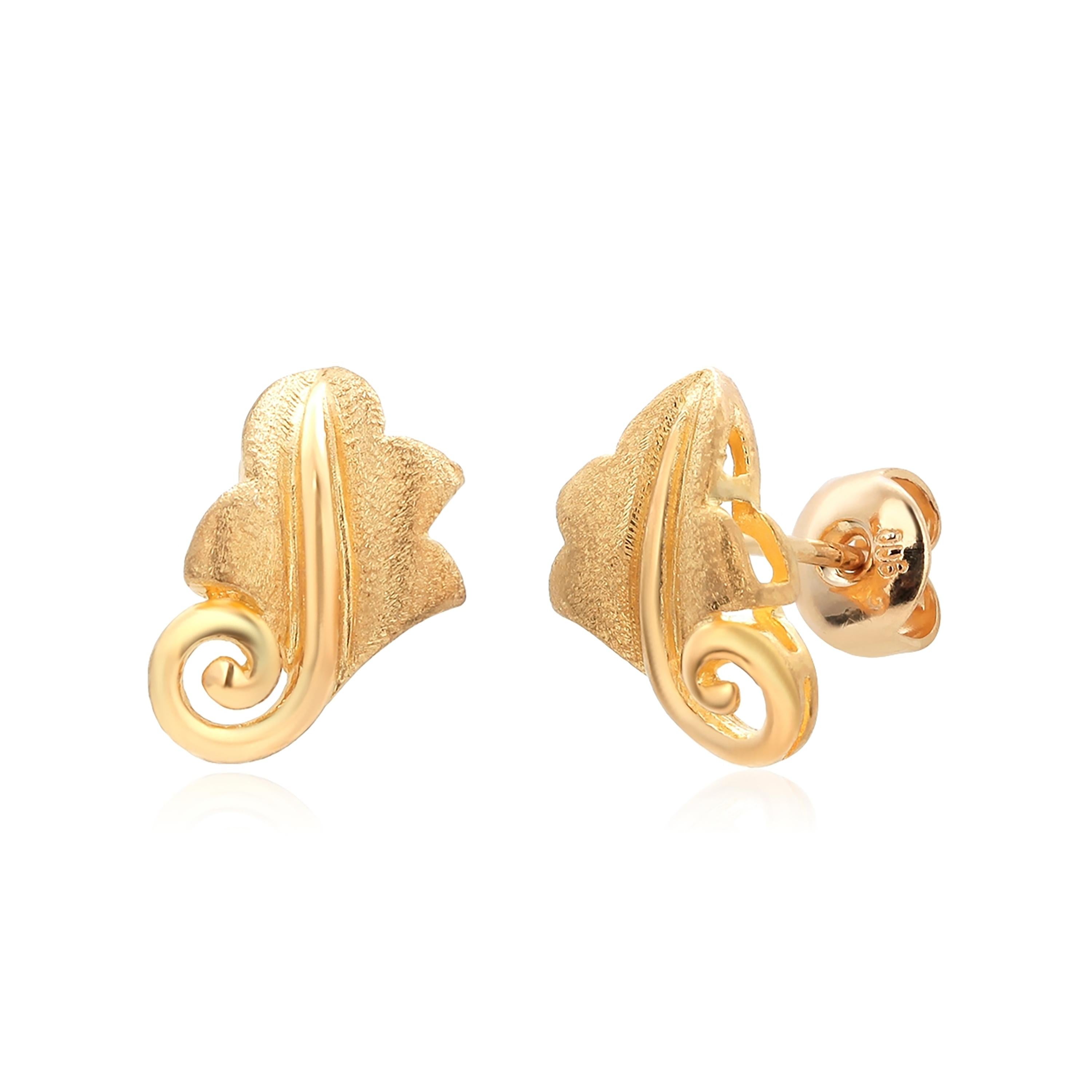 Victorian Twenty Two Karats Yellow Gold Vintage Foliate Stud Earrings