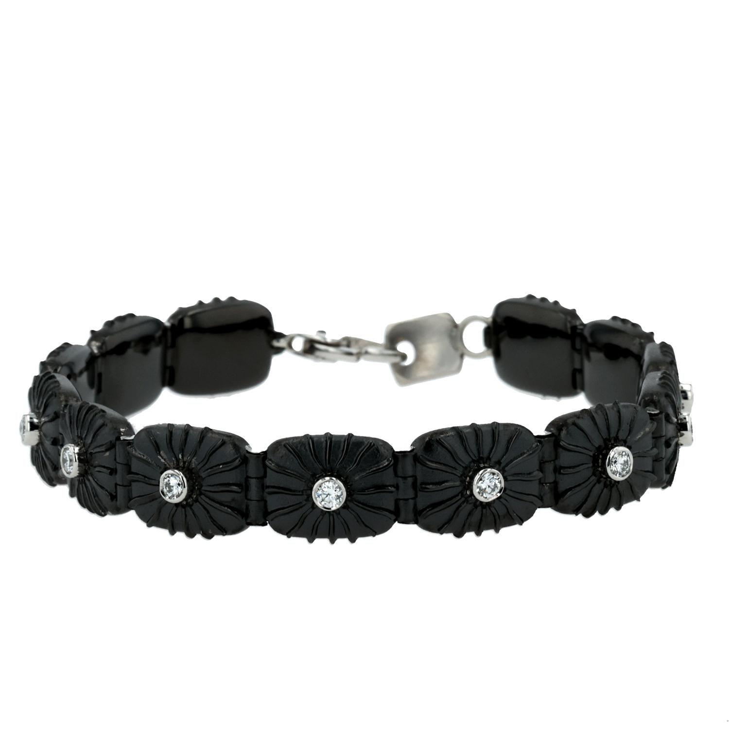 Zwice-as-Nice Schwarzes Knightsteel-Armband mit Diamanten von Zoltan David (Brillantschliff)