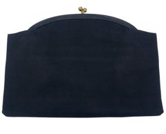 Twifaille by Rosenfeld Black Satin Hand Embroidered Clutch Purse, 1950s