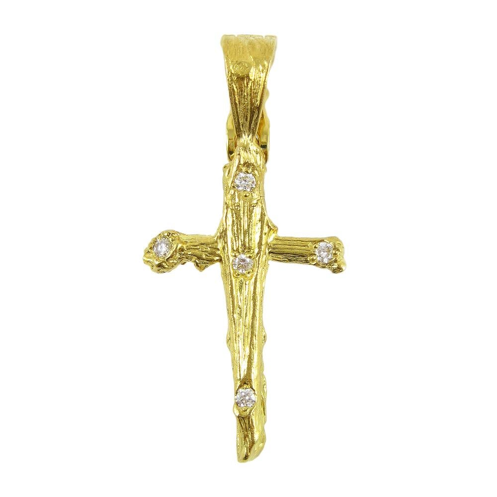 Channeling the eternal Tree of Life, the organic spirit of K. Brunini is captured through this medium cross pendant in 18k yellow gold with .10 carat total weight diamonds.

In the Twig Collection, nature exists alongside elegant luxuries, but the