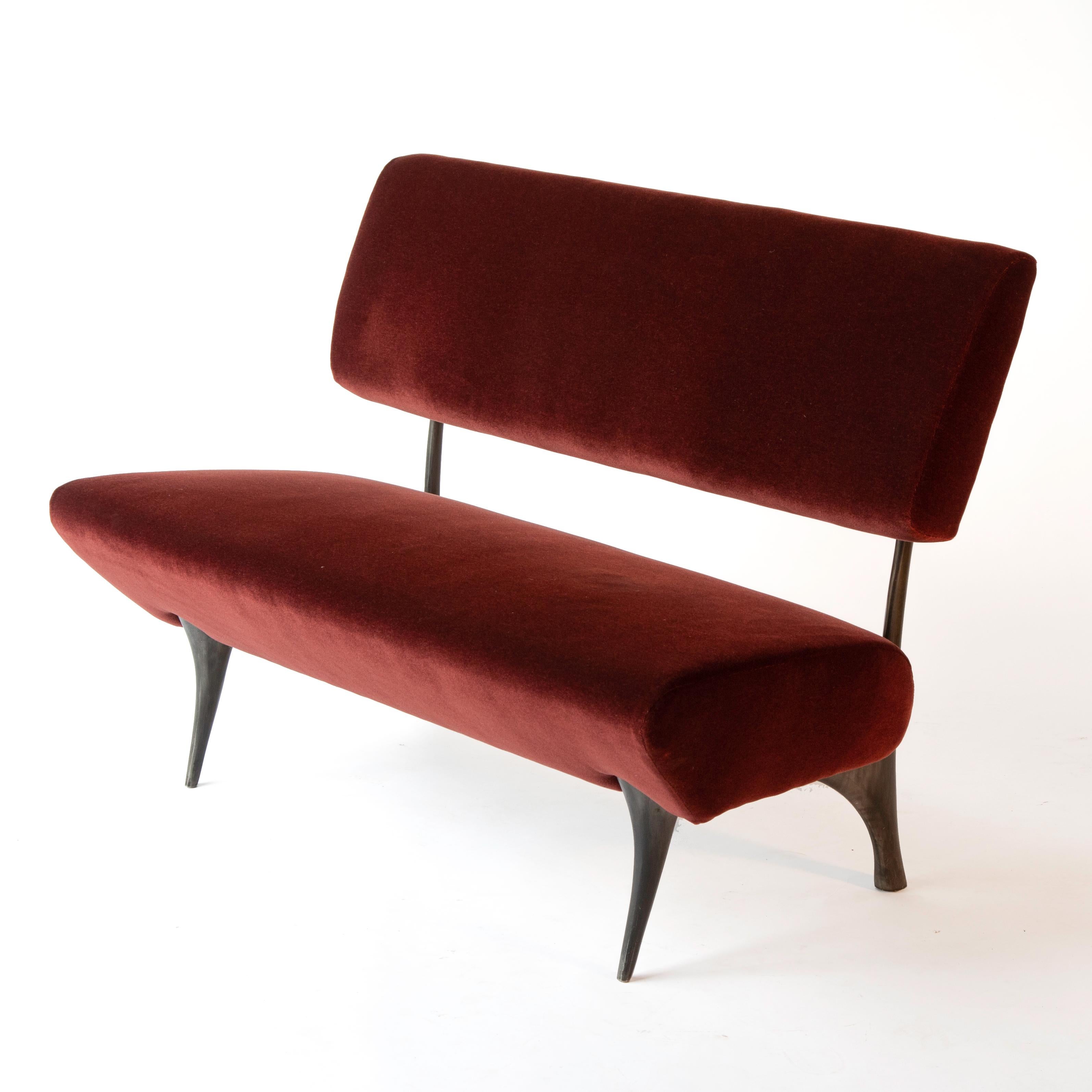 Twig Loveseat , Patinated Recycled Cast Aluminum, 100% Wool Mohair Upholstery, Jordan Mozer (b.1958).  Made in Chicago, USA 1997/2015. This is a 2015 variation on the original 1997 design. Provenance: collection of the artist. Signature cast into
