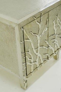 Twig Nightstand in White Bronze Handcrafted in India by Stephanie Odegard