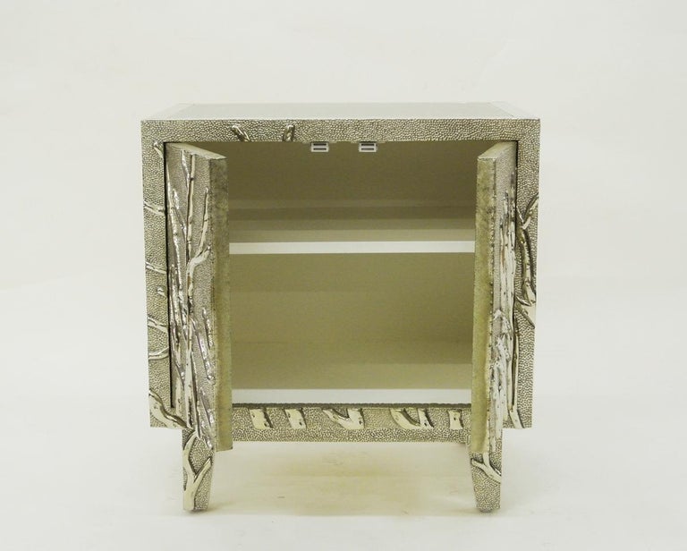 Other Twig Nightstand in White Bronze Handcrafted in India by Stephanie Odegard For Sale