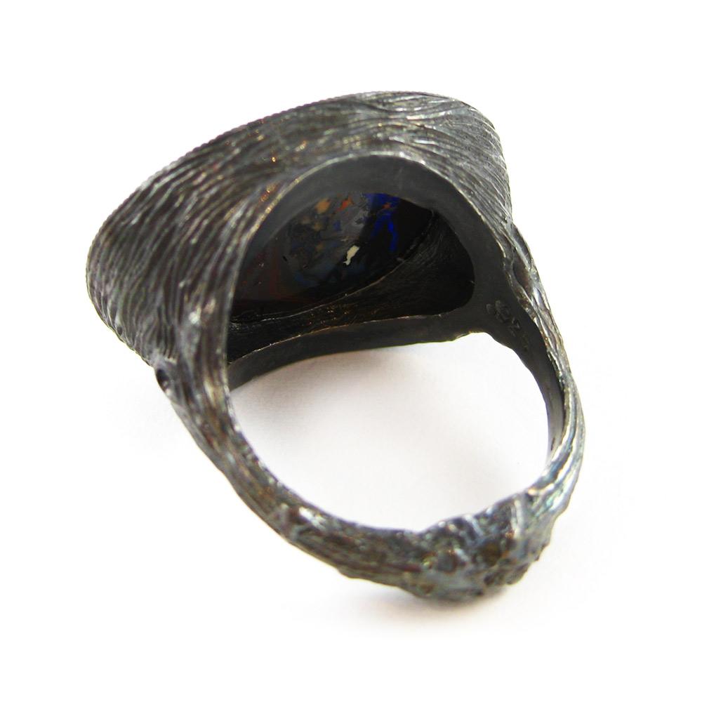Ring aus Zweig Yowah-Opal mit orangefarbenen Diamanten im Zustand „Neu“ im Angebot in Solana Beach, CA