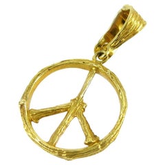 18k Gold Twig Peace Pendant