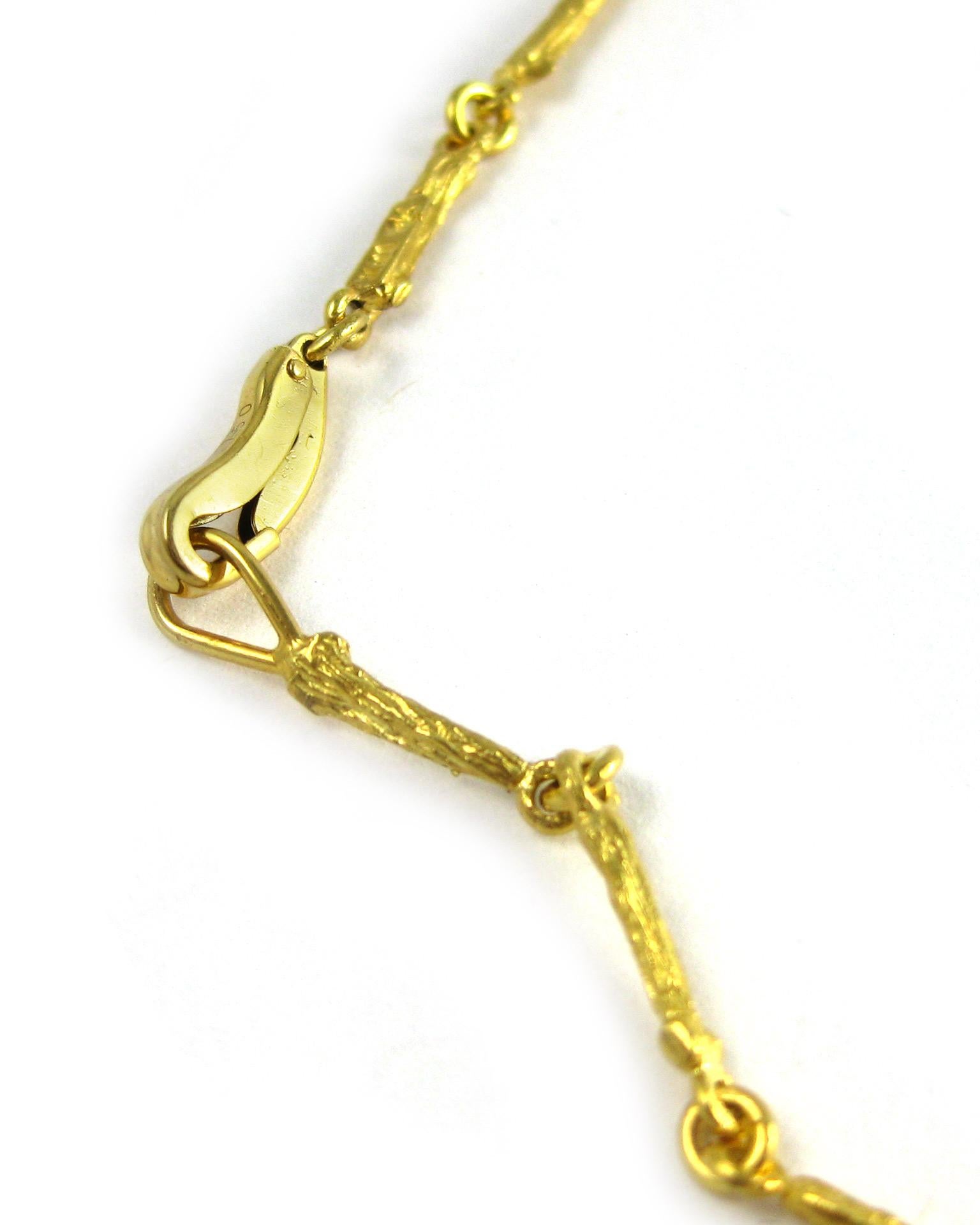 Channeling the eternal Tree of Life, the organic spirit of K. Brunini is captured through this twig short link necklace in 18k yellow gold.

In the Twig Collection, nature exists alongside elegant luxuries, but the lines blur: Rough textures of
