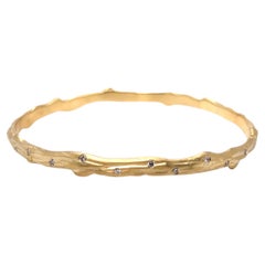 Twig Style Diamond Eternity 14 Karat Yellow Gold Bangle Bracelet