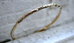 Twig Style Diamond Eternity 14 Karat Yellow Gold Bangle Bracelet