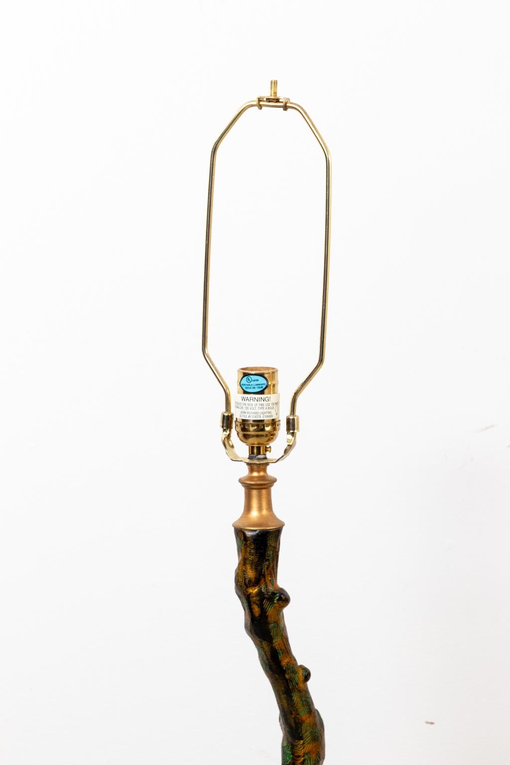 Twig style floor lamp on a tripod base. Shades not included. Please note of wear consistent with age.