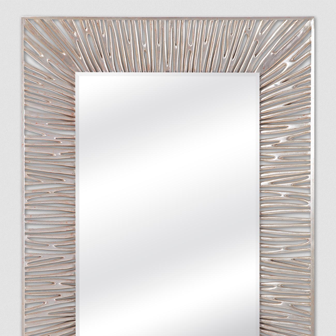 Mirror Twiggy Recta with frame in solid wood, hand carved frame
in antique silver leaf finish. With beveled mirror glass.
Also available in black satinated finish or antique gold leaf finish
or silver leaf finish or gold leaf finish.
Available