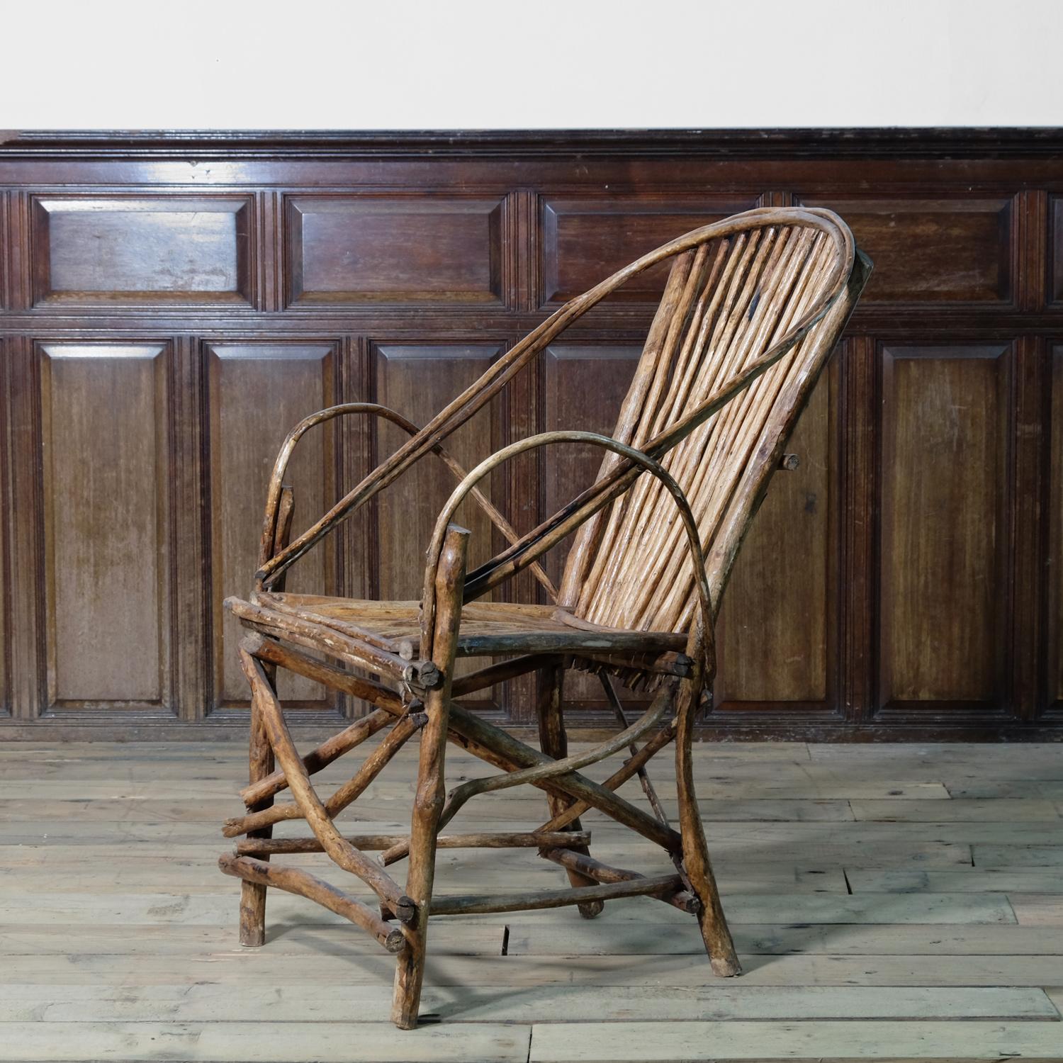 French Provincial Twigwork Armchair, French, Early 20th Century, Rustic Twig Chair