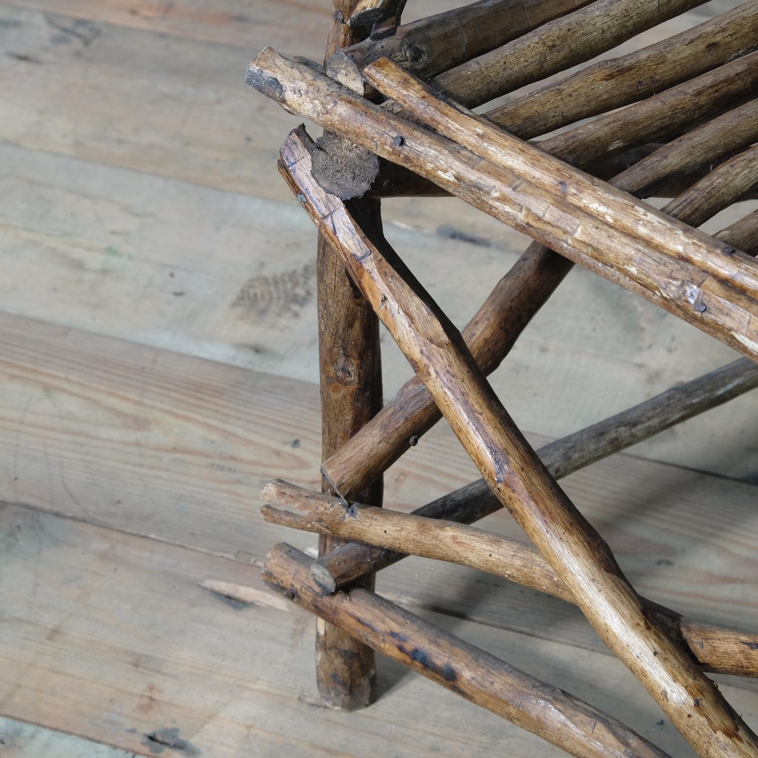 Twigwork Armchair, French, Early 20th Century, Rustic Twig Chair 1