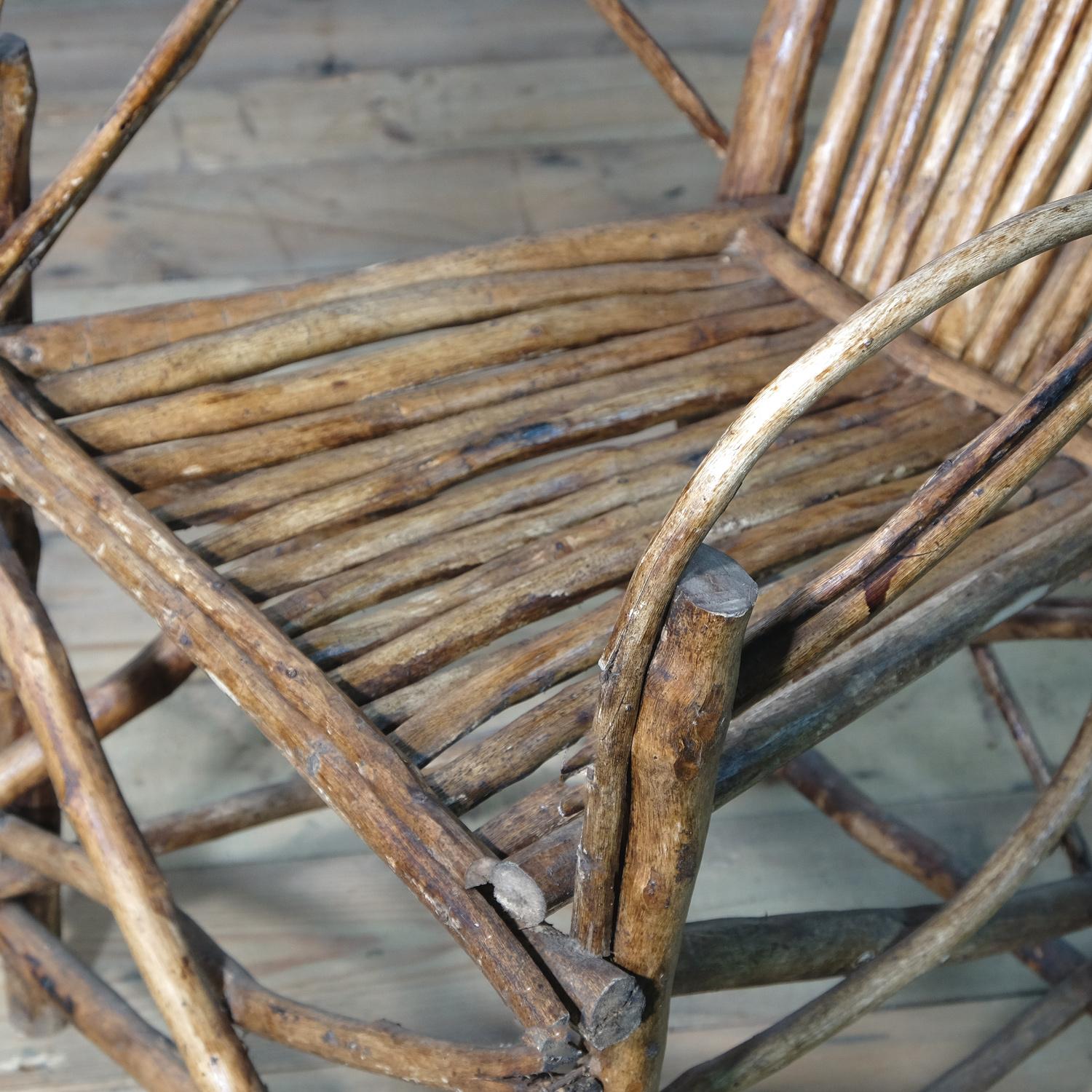 Twigwork Armchair, French, Early 20th Century, Rustic Twig Chair 2