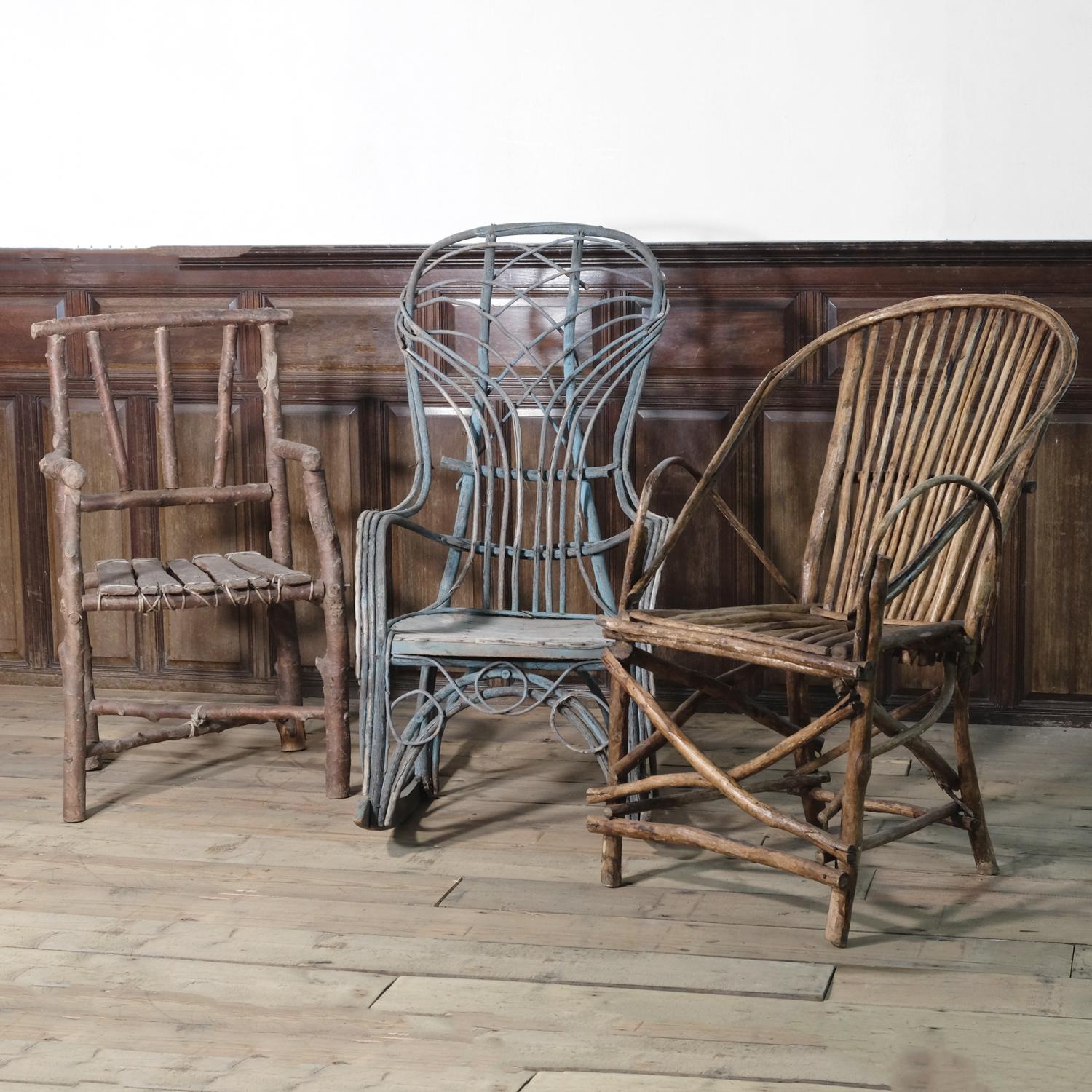 Twigwork Armchair, French, Early 20th Century, Rustic Twig Chair 3