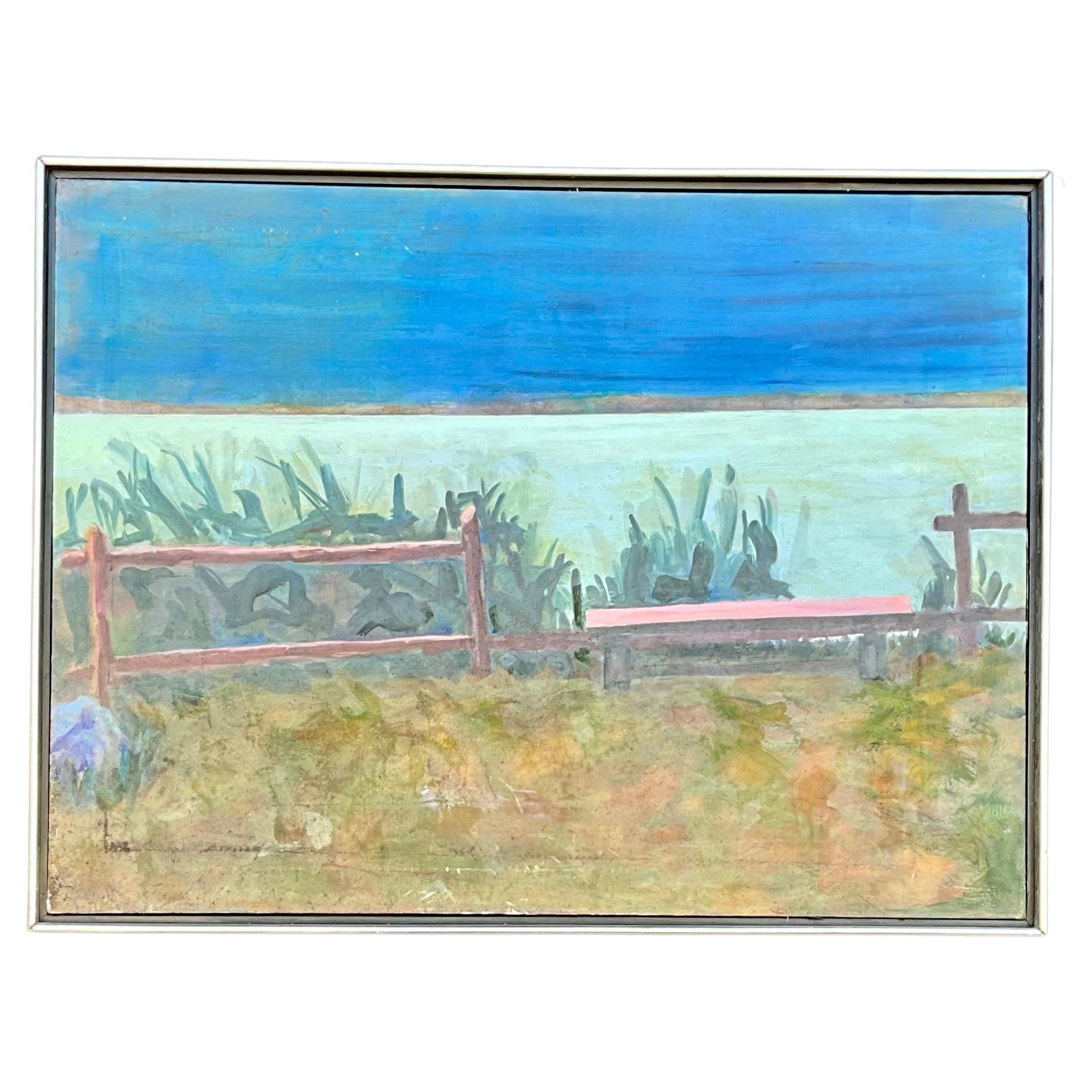 "Scena di spiaggia al crepuscolo" dell'artista di Palm Beach Ellen Liman 1992 Acrilico su tela