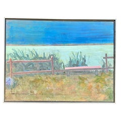 "Scène de plage torsadée" par l'artiste Ellen Liman, 1992, acrylique sur toile