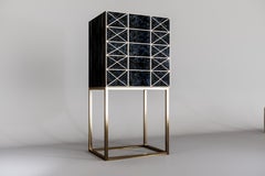 Twilight Cabinet or Dry Bar of Gemstone Coroldite and Brass, Made in Italy