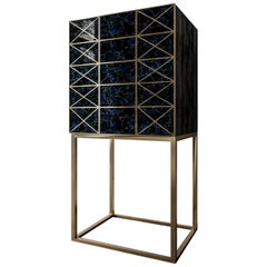 Twilight Cabinet or Dry Bar of Gemstone Coroldite and Brass, Made in Italy