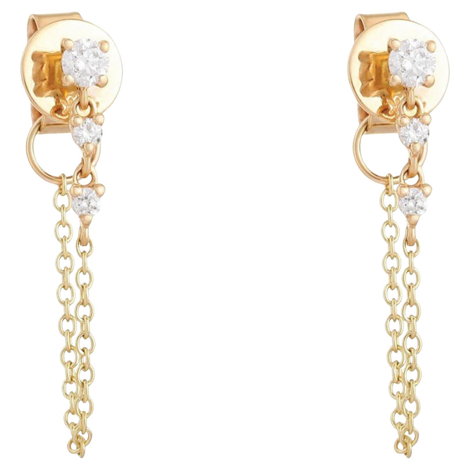 Twilight Drops 14K (or 18k upon request) Yellow Gold Diamond Dangle Earrings For Sale