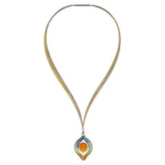 Collier d'opale éthiopienne crépusculaire, titane et incrustation d'or 24K par Zoltan David