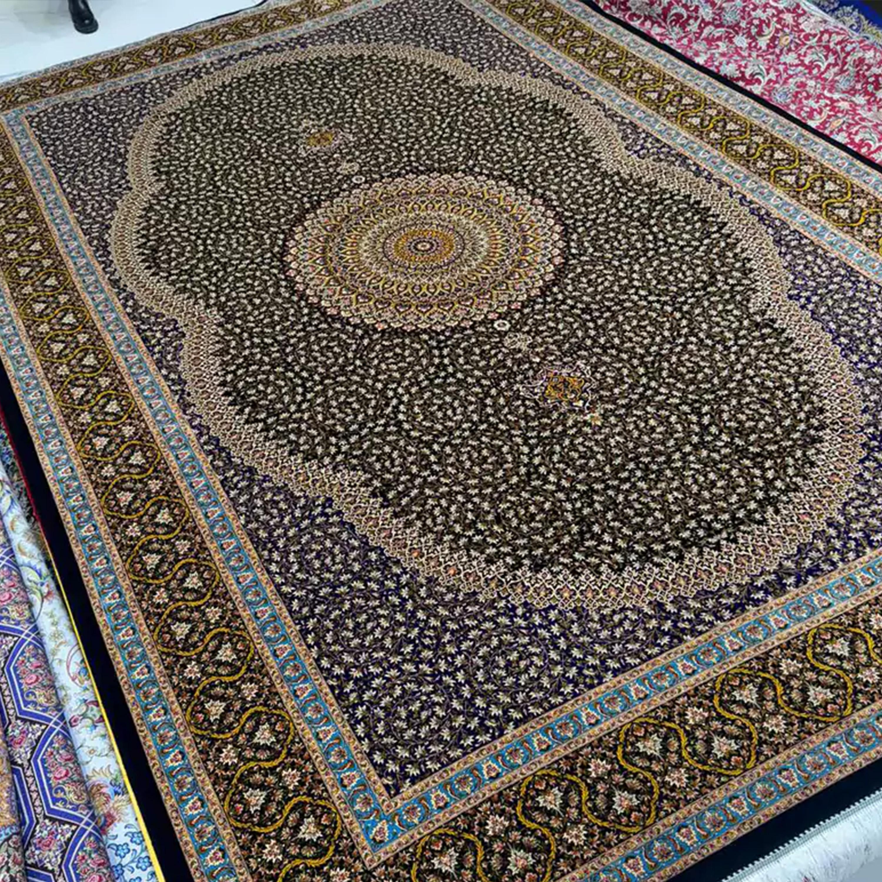 British Twilight Floral Field Persian Pure Silk Rug, Iranian Craftsmanship, 0058 For Sale