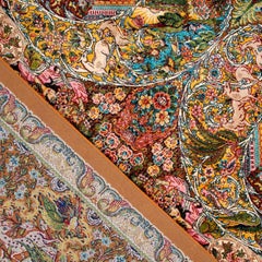 Signed Persian Silk Rug in Safavid Style with Garden Party Scene, 0060