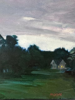 "Twilight in Wiscasset Maine" Night Landscape Painting by Rachel E. Moore