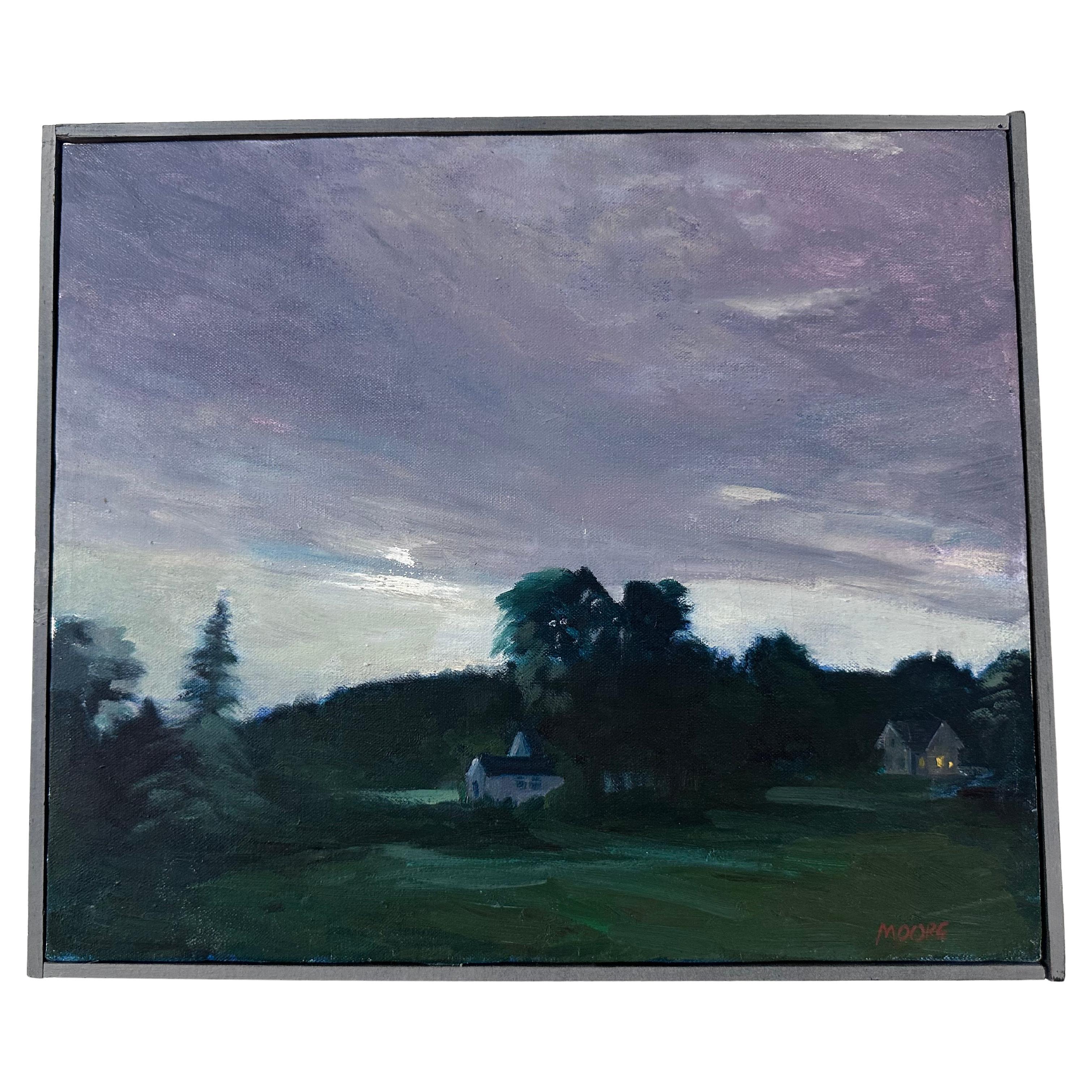 "Abenddämmerung in Wiscasset Maine" Nachtlandschaft von Rachel E. Moore im Angebot