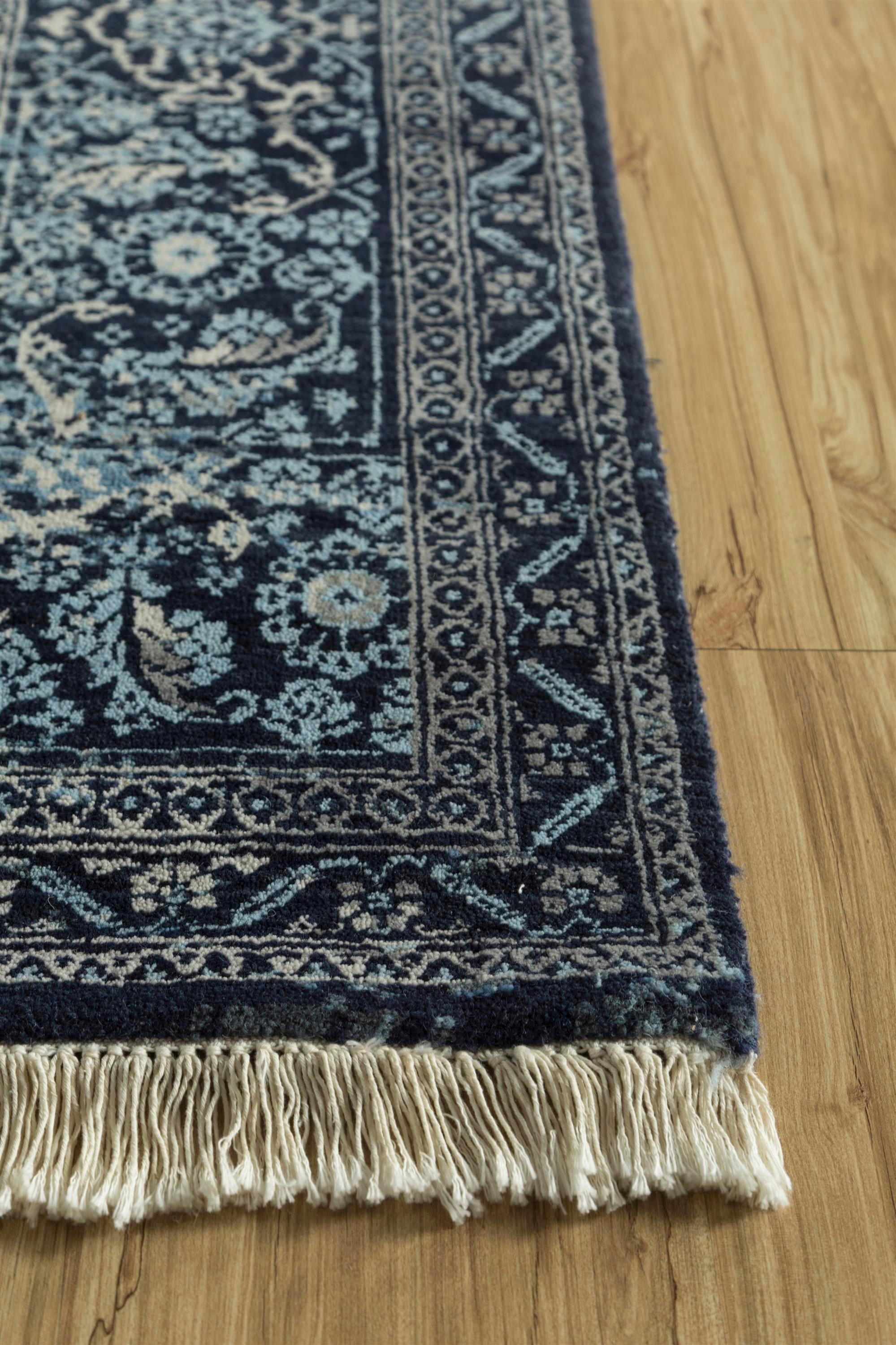 Alfombra anudada a mano Twilight Shimmer Turquesa y Azul Pastel 240x300 cm Tribal en venta