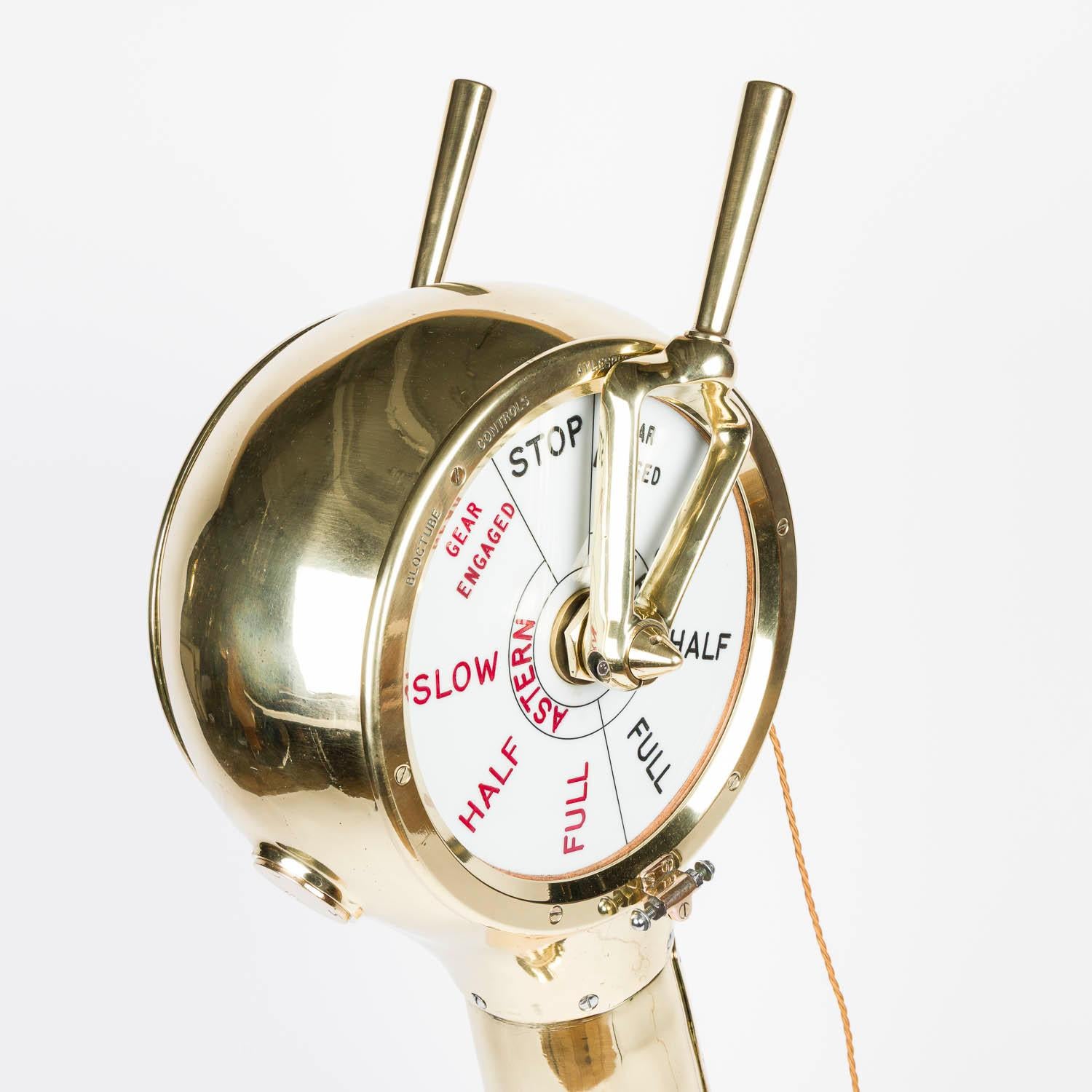 Laiton Twin 10 inch dial brass engine order telegraph by Bloctube Controls en vente