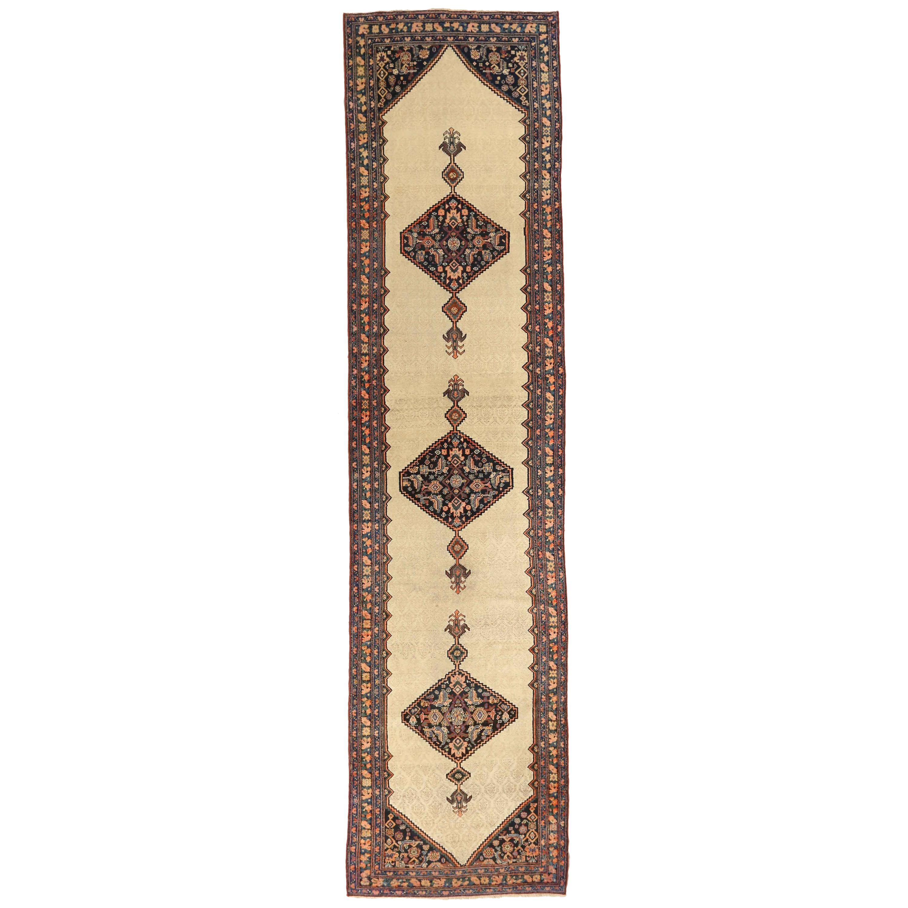 Twin 1920s Antique Persian Rug Malayer Design with Grand Tribal and Floral Deta For Sale