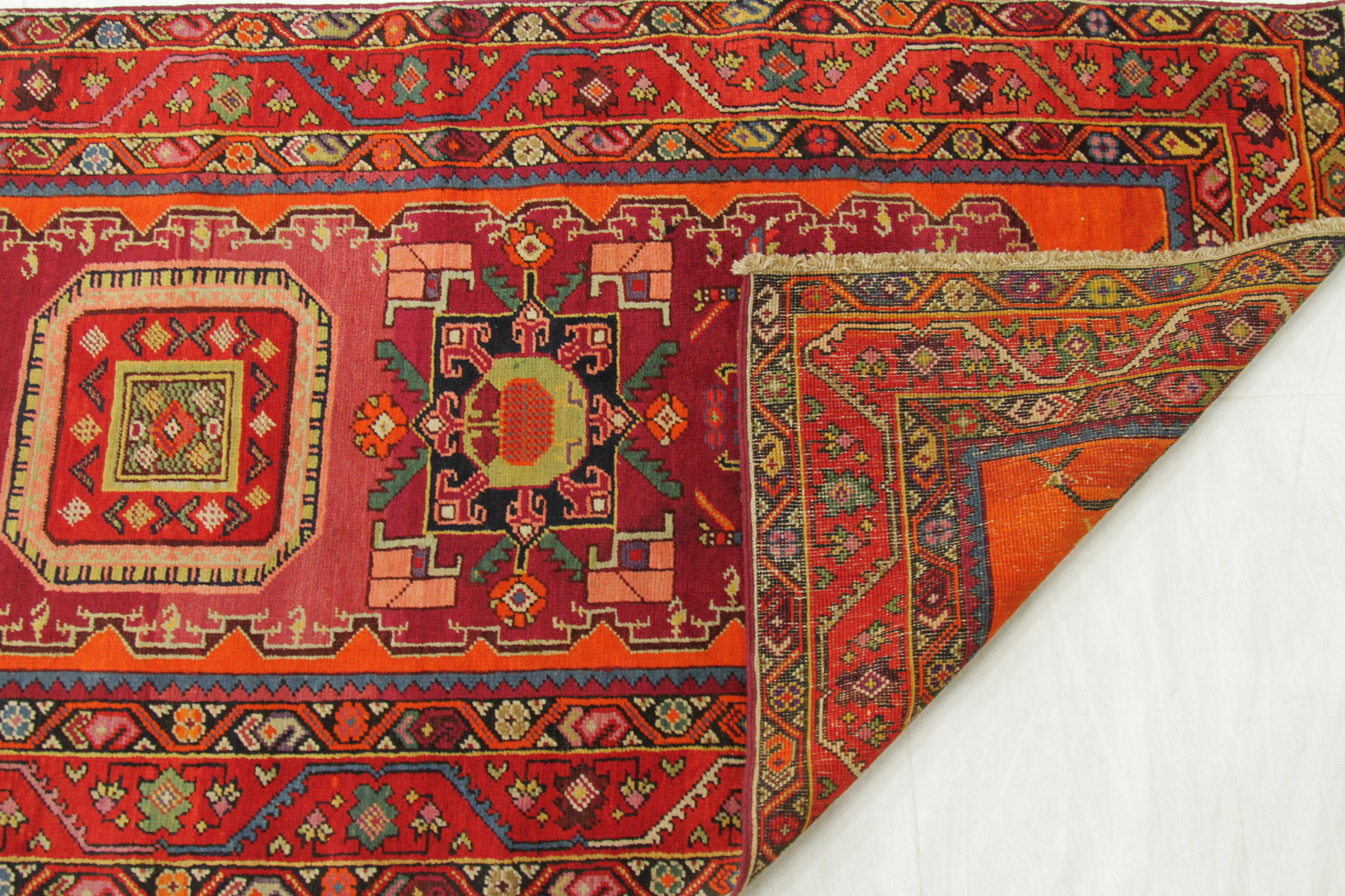 Wool Twin Antique Persian Rug Karabagh Design with Gemstone Patterns, circa 1950s For Sale