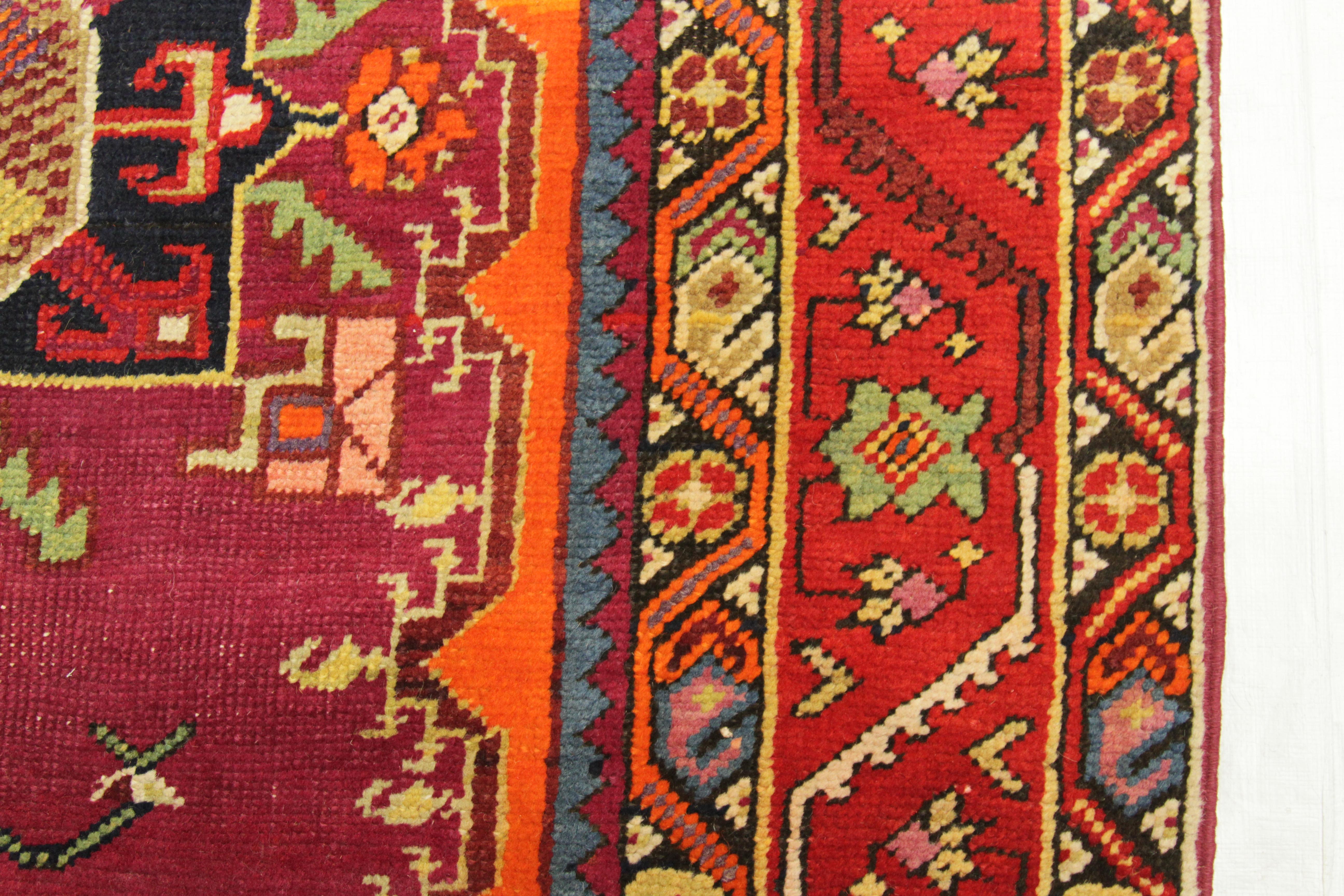 Twin Antique Persian Rug Karabagh Design with Gemstone Patterns, circa 1950s For Sale 3