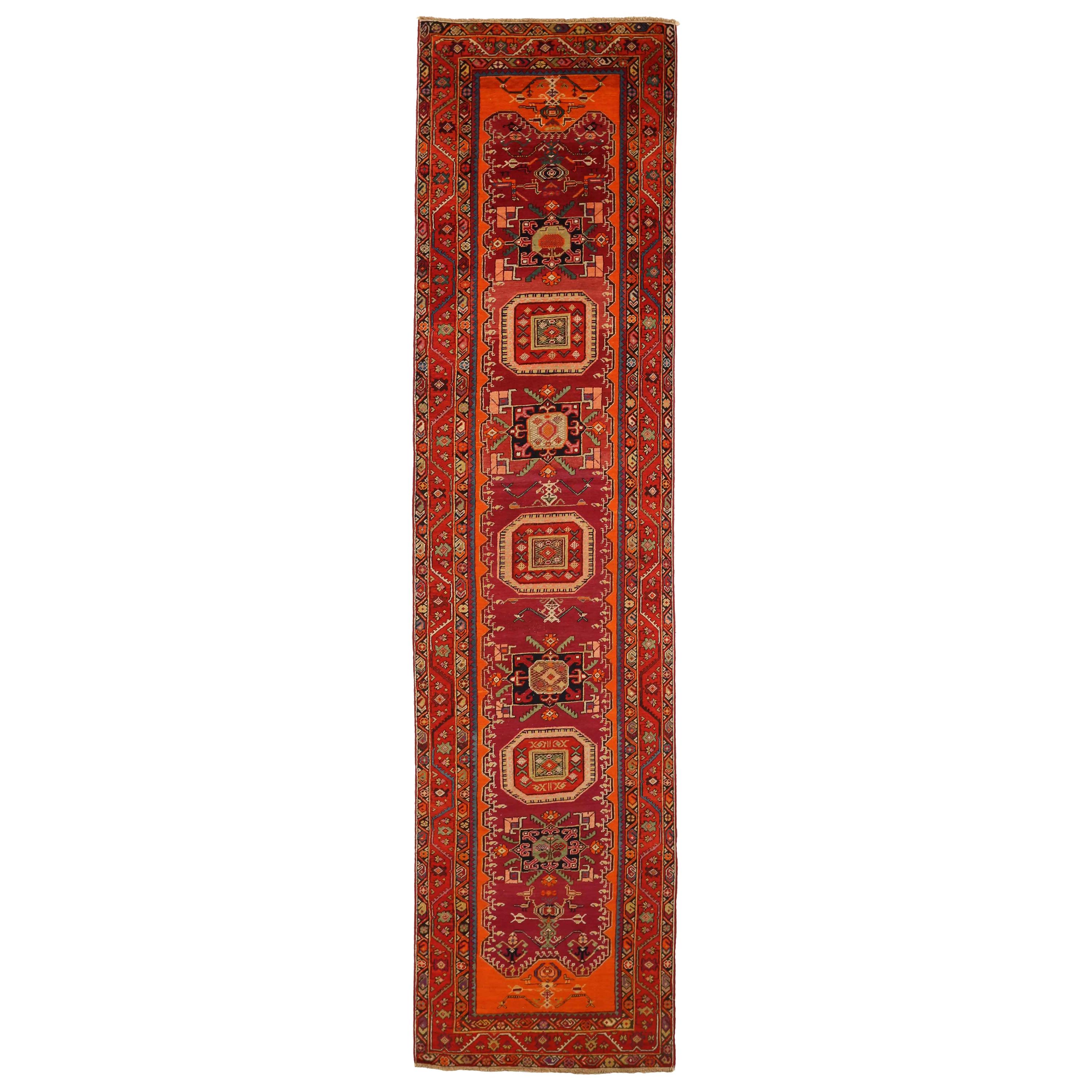Twin Antique Persian Rug Karabagh Design with Gemstone Patterns, circa 1950s For Sale
