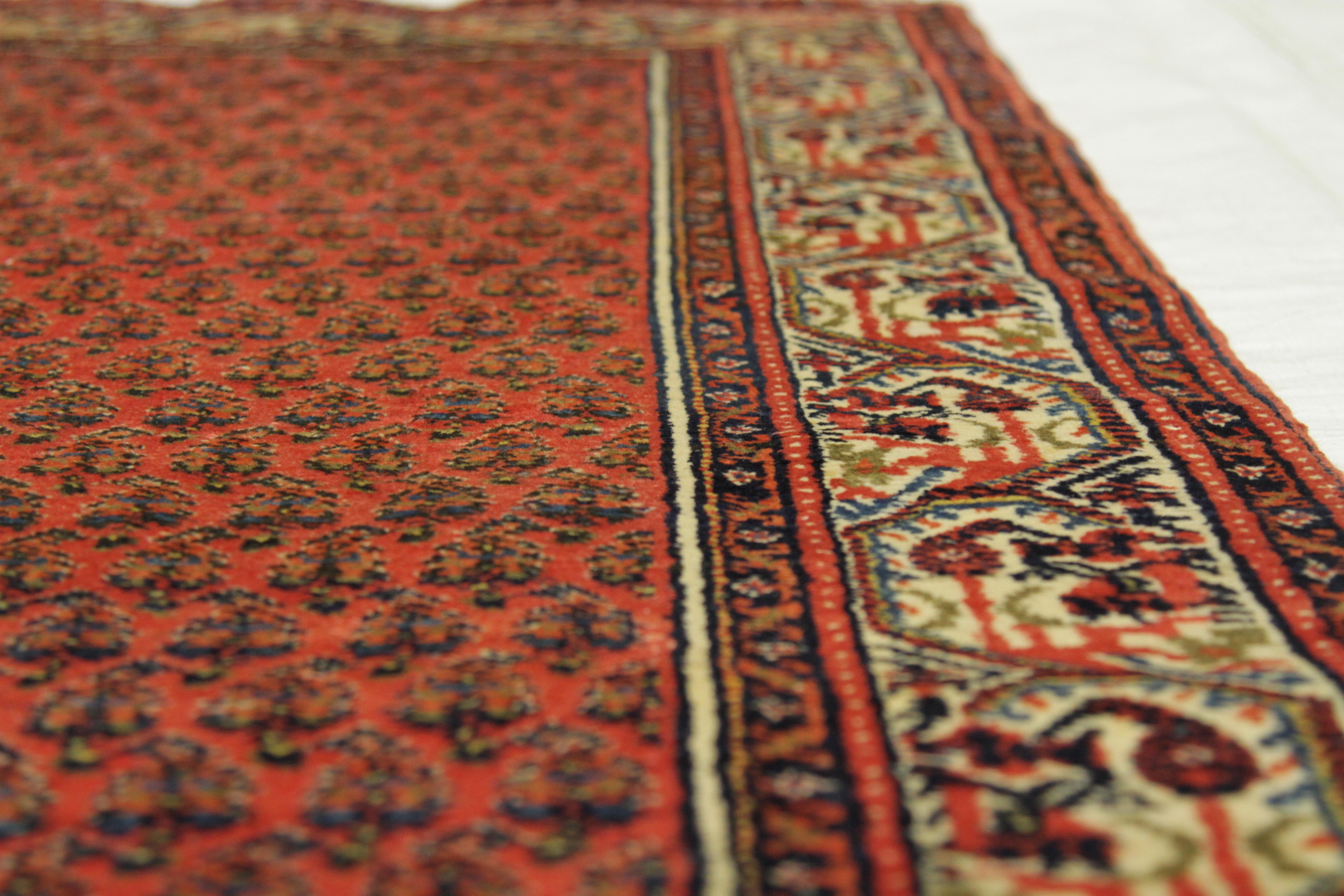 Mid-20th Century Twin Antique Persian Rug Saraband Design with Majestic ‘Boteh’ Field, circa 1950 For Sale