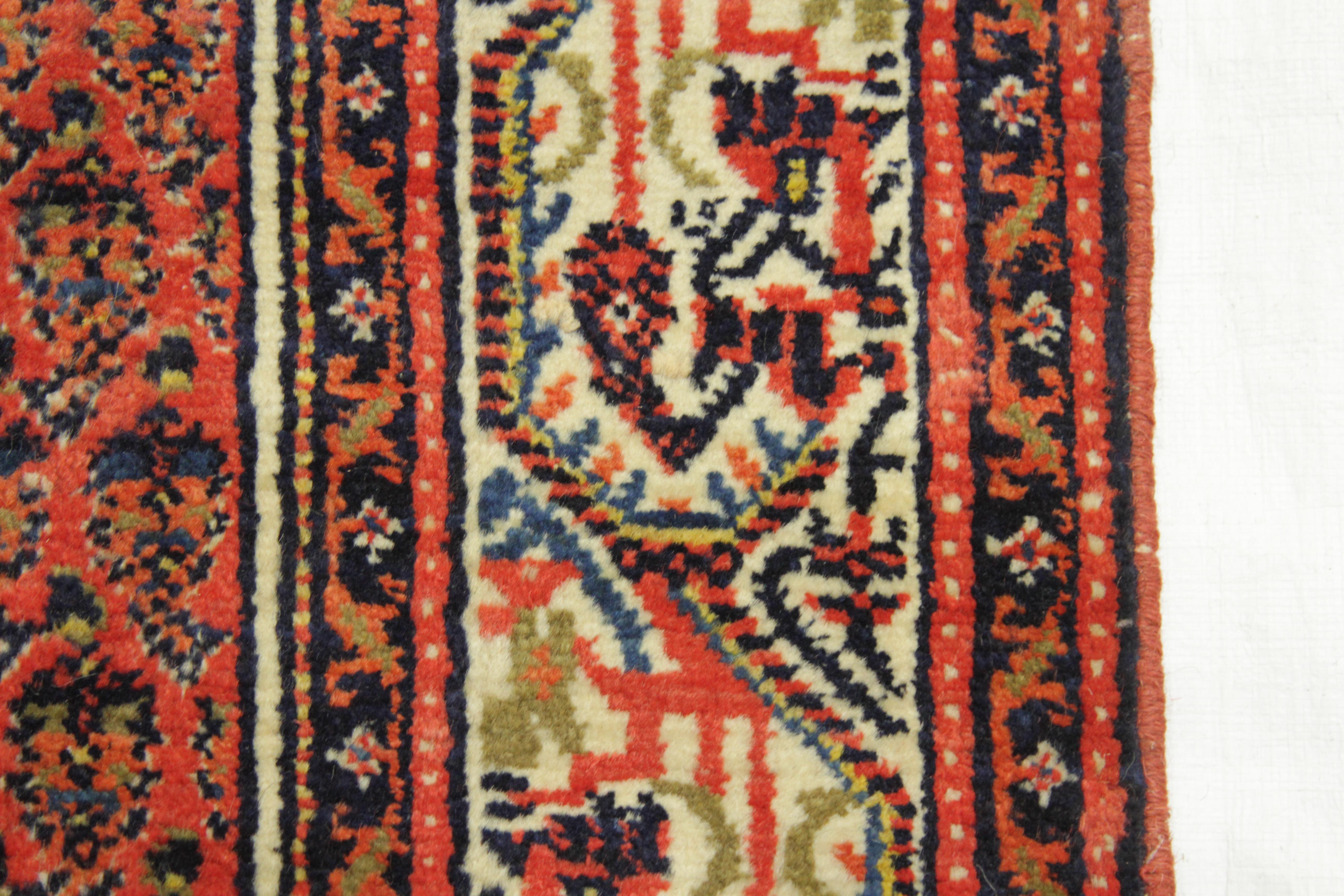 Twin Antique Persian Rug Saraband Design with Majestic ‘Boteh’ Field, circa 1950 For Sale 2