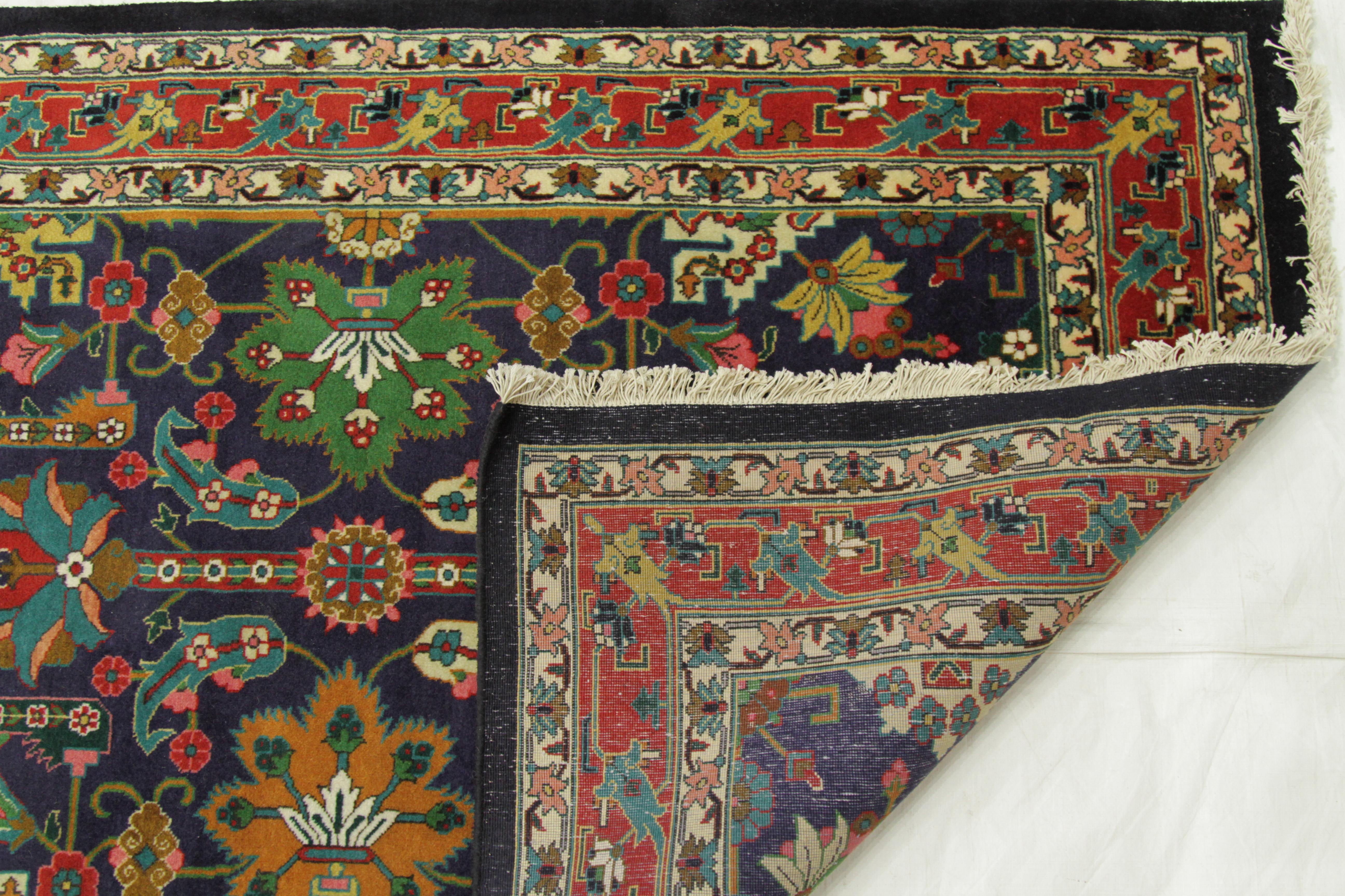 Late 20th Century Twin Antique Turkish Rug Tabriz Style with Grand Floral Patterns, circa 1970s For Sale