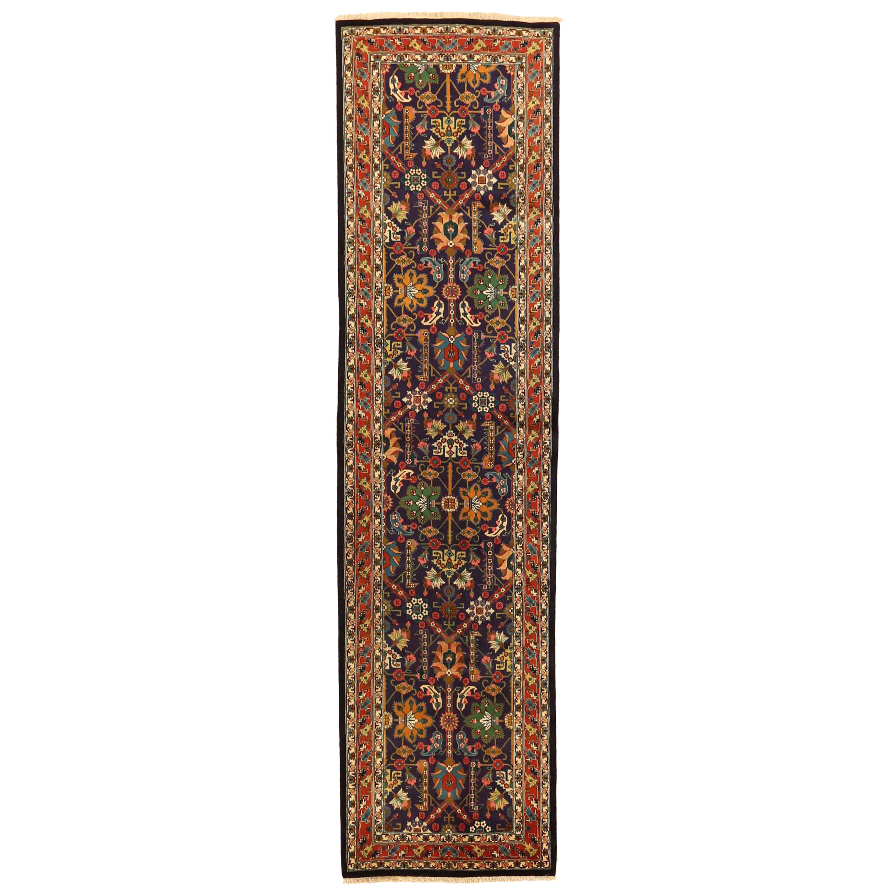 Twin Antique Turkish Rug Tabriz Style with Grand Floral Patterns, circa 1970s For Sale