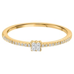 Anillo de diamantes gemelos baguette de oro amarillo de 14 quilates
