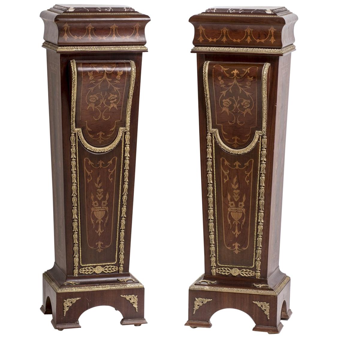 Twin Boulle Pedestals, 20th Century For Sale