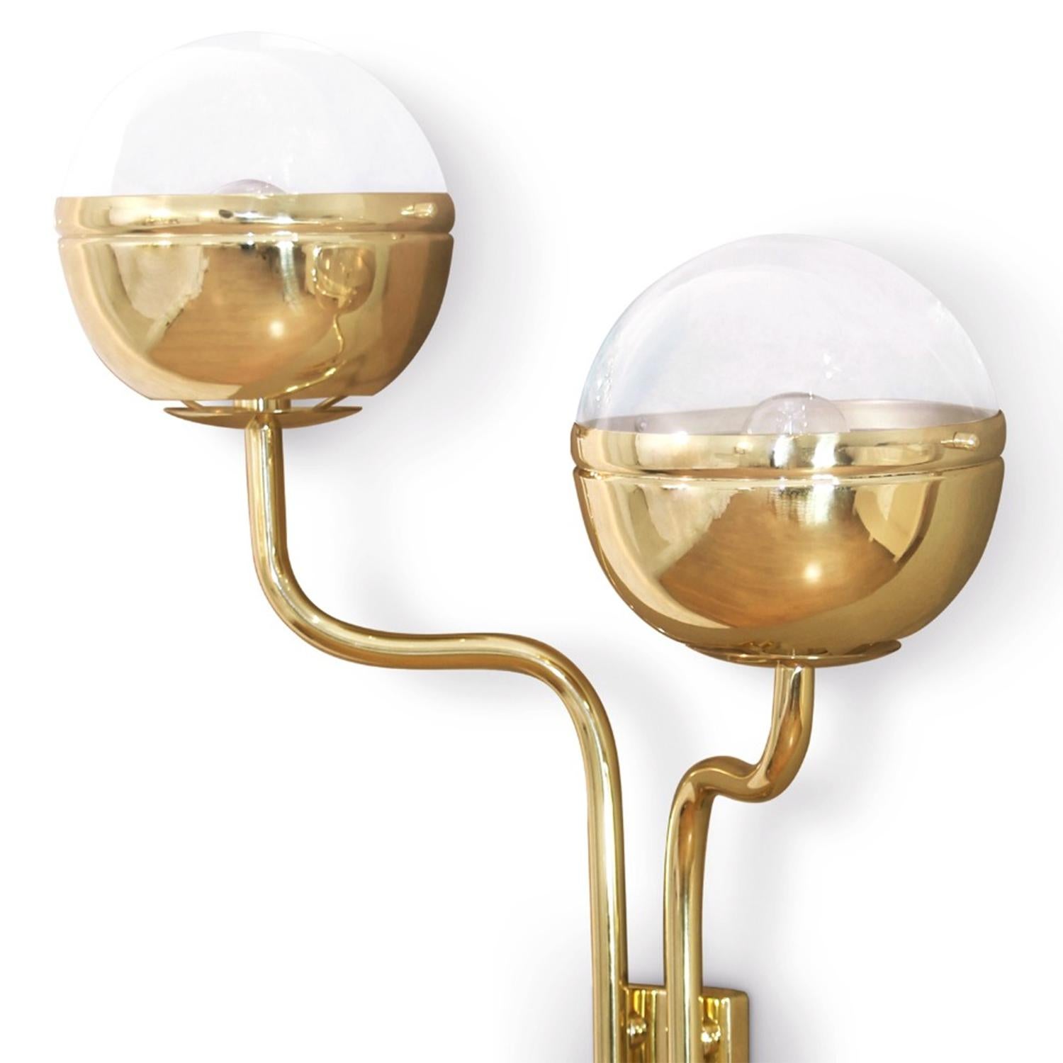 Twin Brass Wall Lamp In New Condition For Sale In Paris, FR