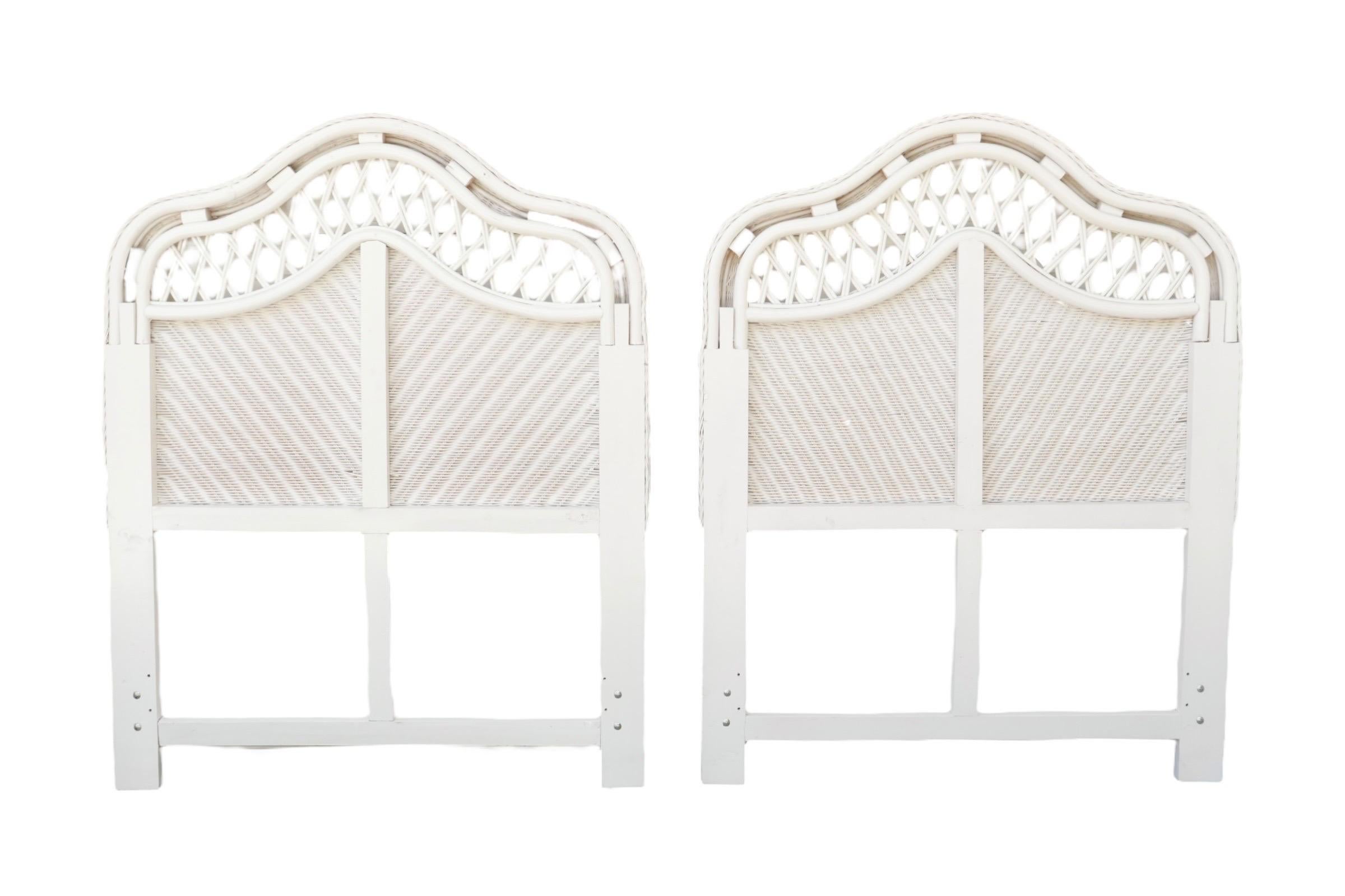 Twin Camelback Rattan Headboards - a Pair 2