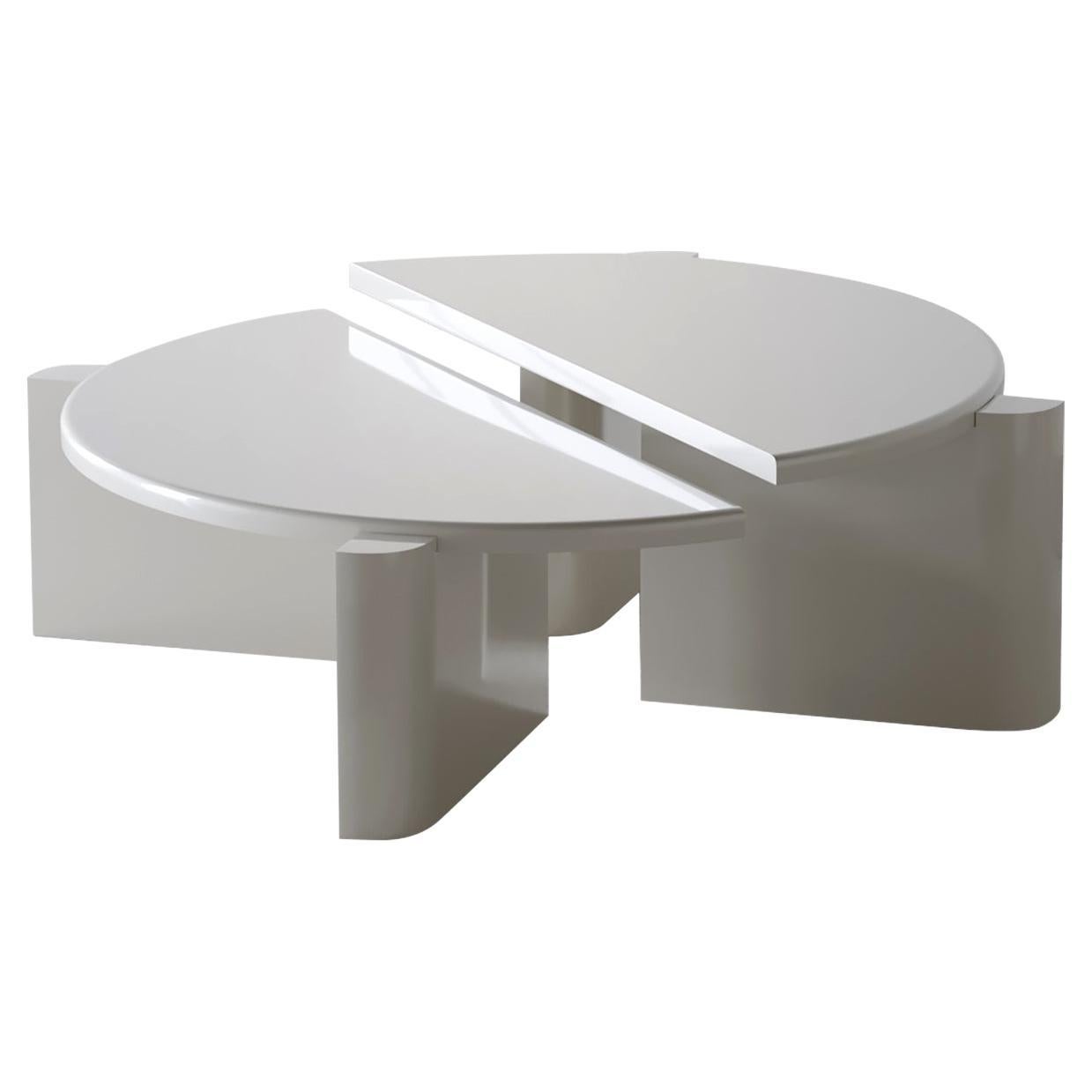Tavolino Twin Beige Set di 2 Laccato lucido di Hermhaus