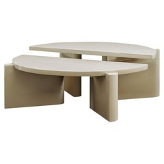 Twin Couchtisch in Beige, 2er-Set, Hochglanzlack von Hermhaus
