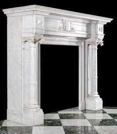 Twin Columned Carrara Marble Antique Chimneypiece