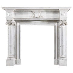 Twin Columned Carrara Marble Antique Chimneypiece