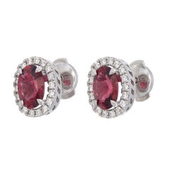 'Twin Crimson', Red Spinel, Diamond Crown Earrings Set in 950 Platinum